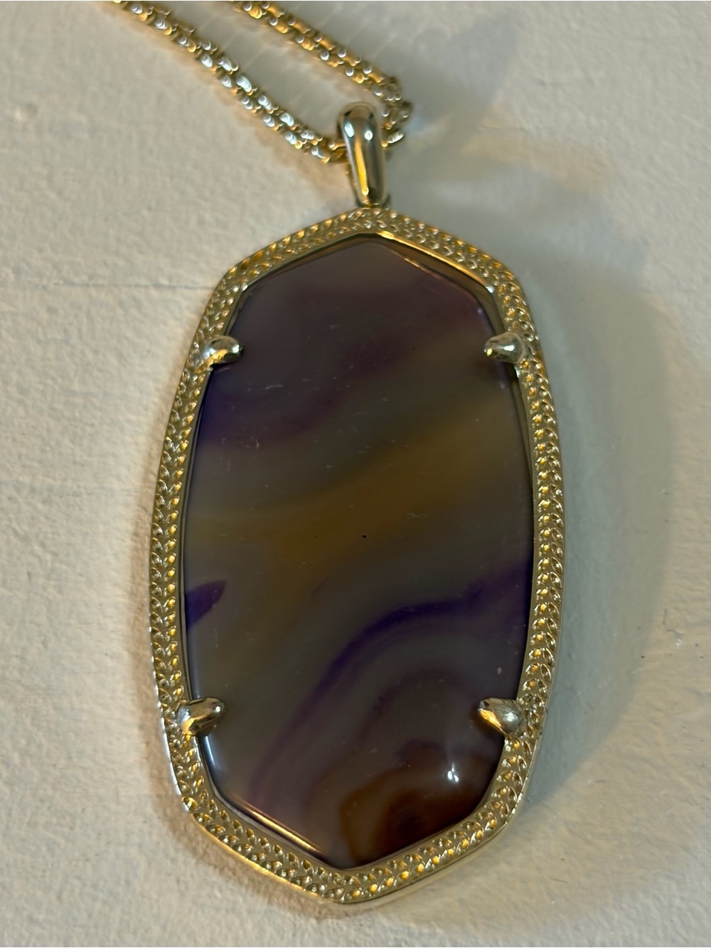 Kendra Scott Danielle Earrings + Reid Long Pendant Necklace Rare Purple Agate - Picture 2 of 5